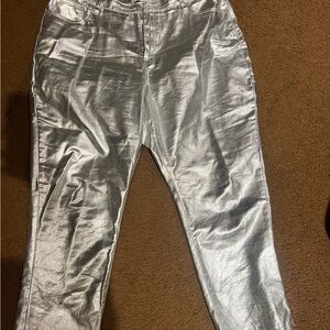 Fashion Nova Metallic Silver Jeans